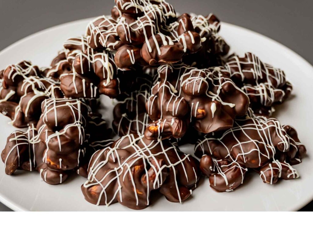 chocolate-pecan-clusters-in-a-white-plate