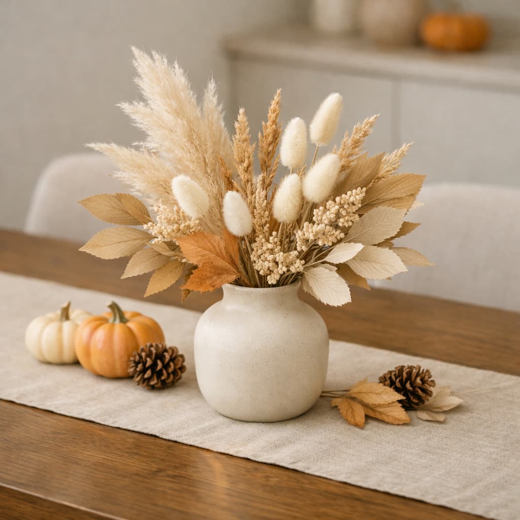 neutral-fall-centerpiece-with-pampas-grass-dried-flowers-mini-pumpkins-and-pinecones