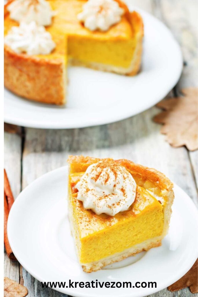 Easy-Thanksgiving-desserts-ideas-slice-of-no-bake-pumpkin-cheesecake-with-whipped-topping