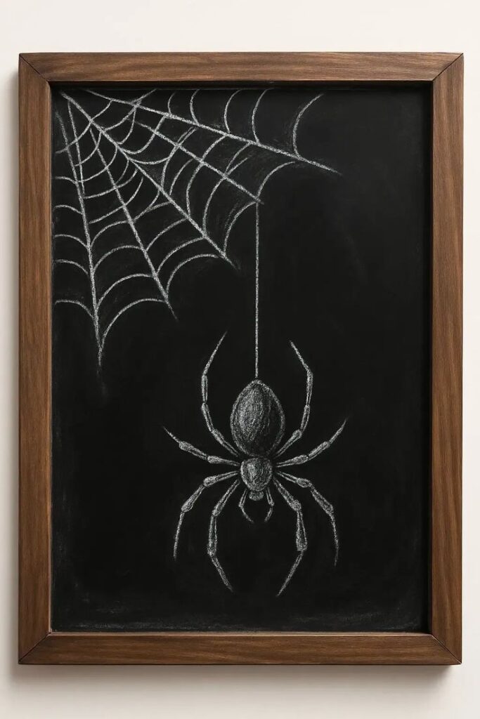 chalkboard-with-spider-web-corner-design