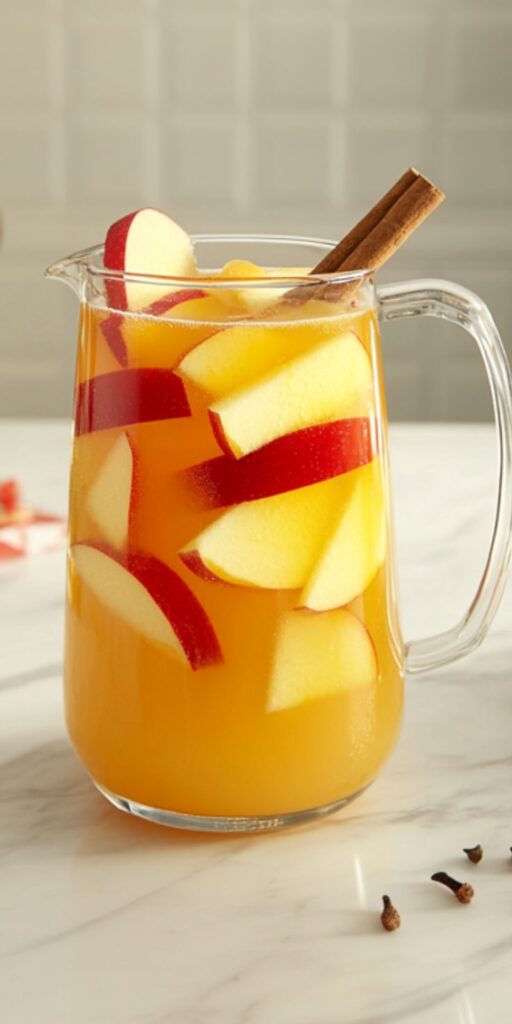 glass-pitcher-of-apple-cider-sangria-garnished-with-fresh-apple-slices-and-cinnamon-sticks-for-easy-thanksgiving-potluck-ideas
