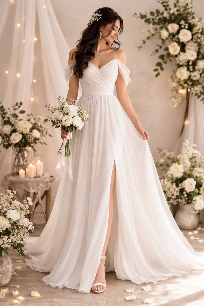 romantic-off-the-shoulder-flowy-chiffon-a-line-wedding-dress-with-thigh-slit