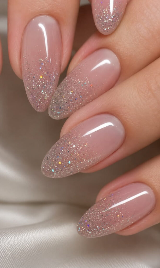 chunky-silver-holographic-glitter-tip-ombre-almond-nails-with-glossy-finish-for-wedding-nails-for-brides 