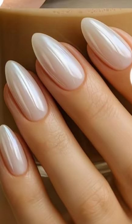 glazed-milky-white-chrome-almond-nails