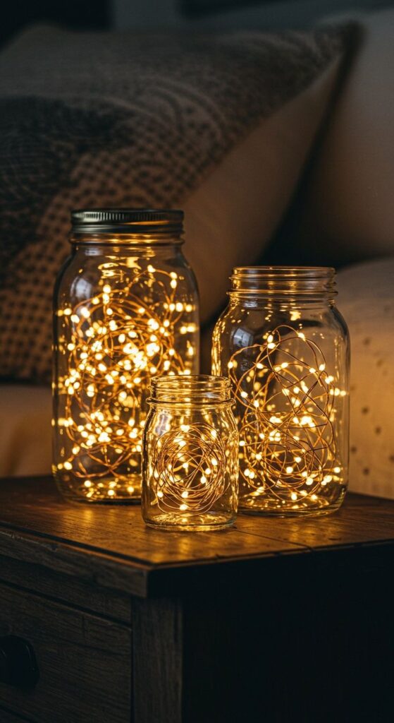 glowing-jar-night-lights-filled-with-warm-fairy-lights-on-a-wooden-nightstand