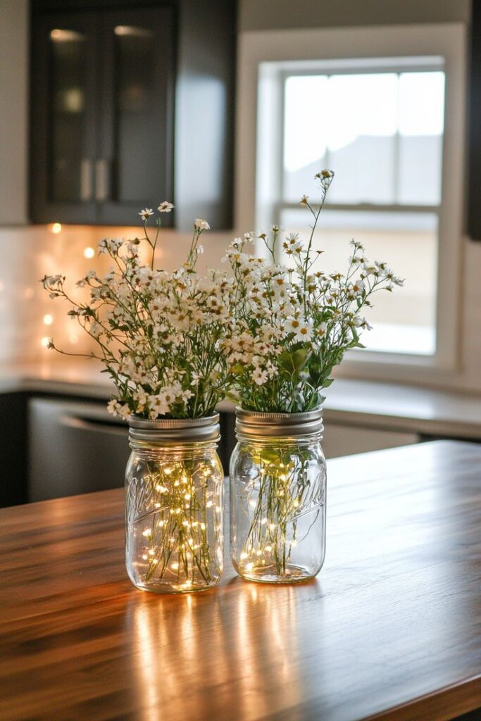 clear-jar-table-centerpieces-with-baby-breath-flowers-and-fairy-string-lights