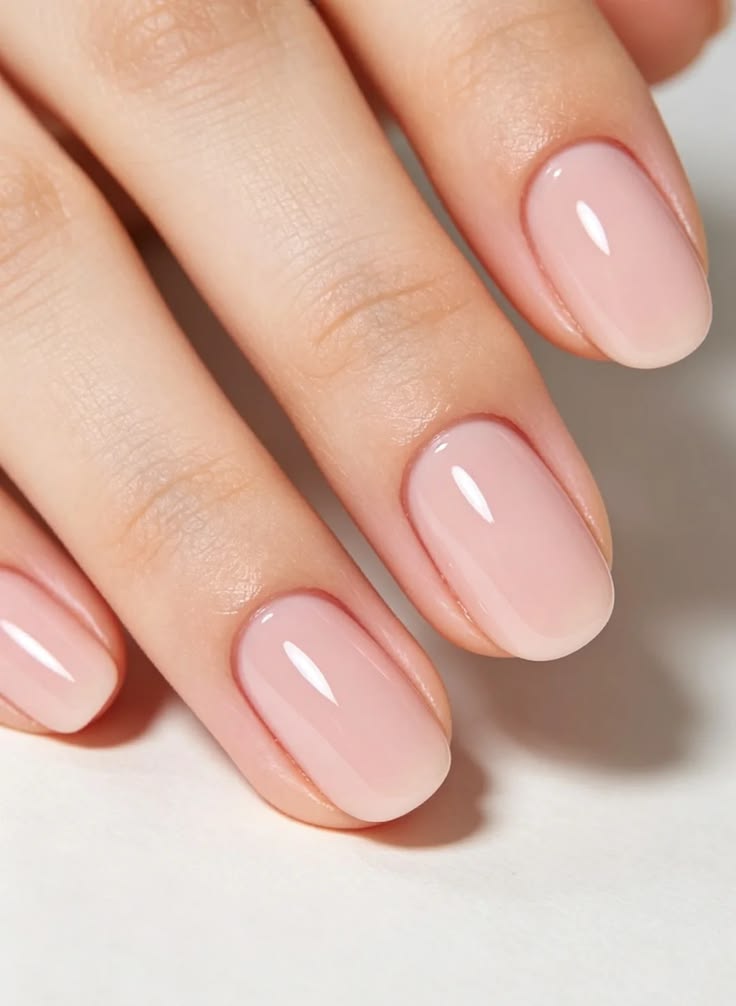 short-glossy-translucent-pink-squoval-nails-with-natural-finish-for-wedding-nails-for-brides