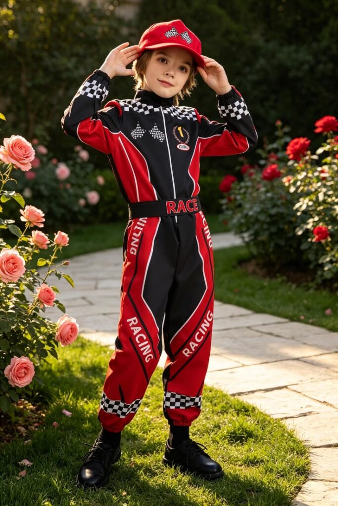child-wearing-a-red-and-black-race-car-driver-jumpsuit-matching-cap-and-black-shoes
