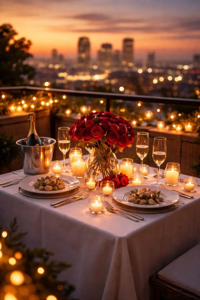 romantic-candlelight-rooftop-dinner-table-with-red-roses-and-city-skyline-view
