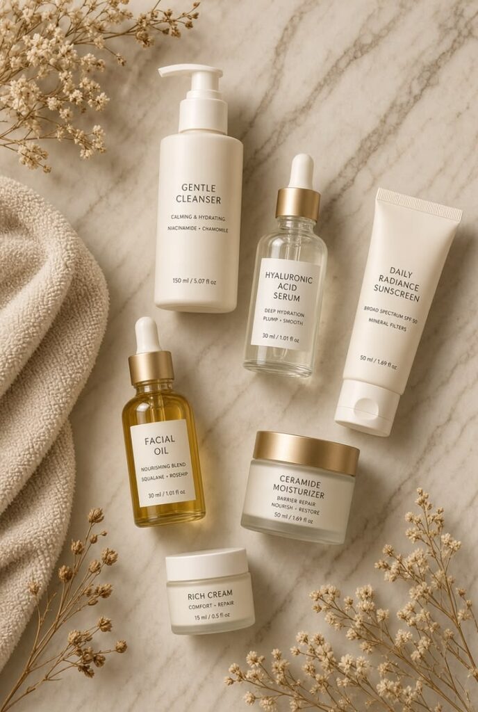nourishing-skincare-product-set-including-cleanser-serums-and-moisturizer-self-care-christmas-gift-ideas-for-a-mom