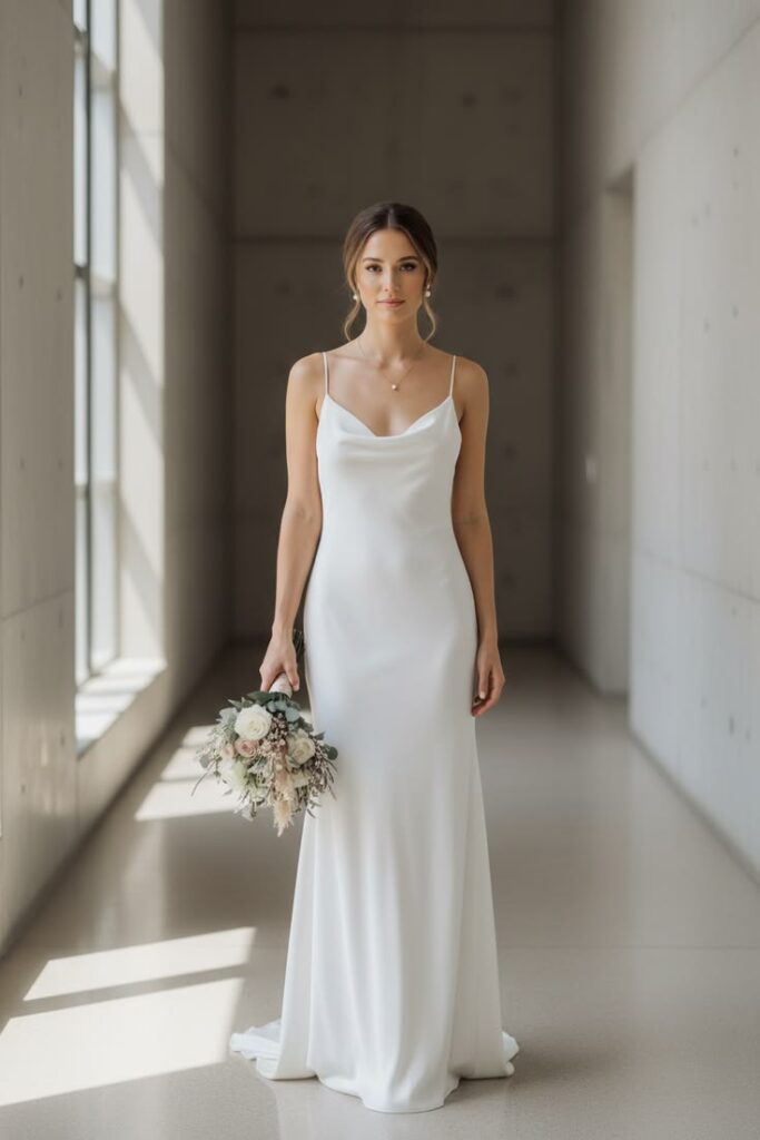 sleek-minimalist-crepe-slip-wedding-dress-with-cowl-neckline-and-spaghetti-straps