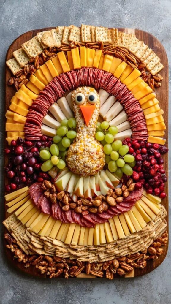 turkey-board-featuring-cheese-and-fruit-board-with-green-grapes-cranberries-and-nuts-and-sliced-meat