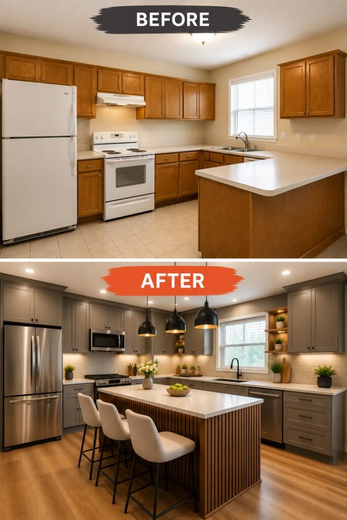 before-and-after-budget-friendly-kitchen-makeover-with-lighting-and-cabinet-transformation