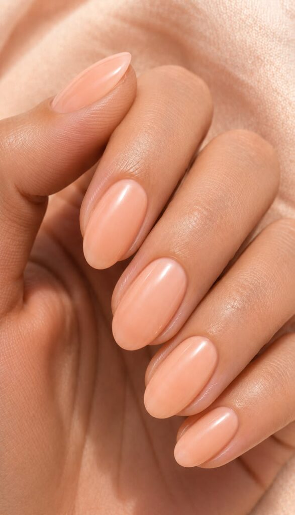 light-peach-apricot-translucent-almond-gel-nails -Wedding-Nails-for-Brides 