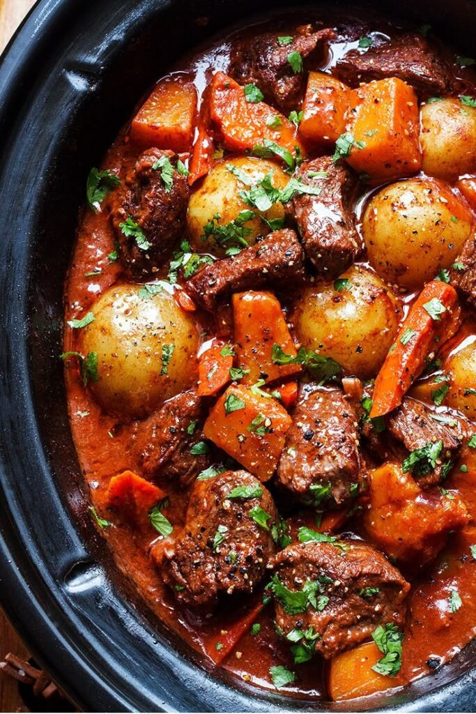 slow-cooker-beef-stew-with-potatoes-carrots-and-fresh-parsley