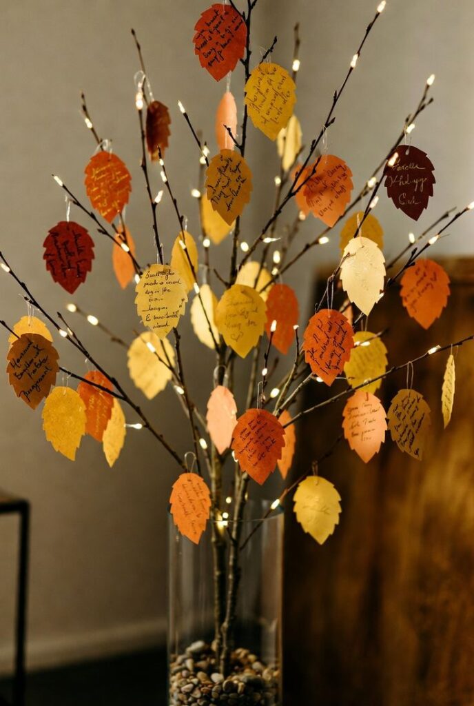 diy-thankful-tree-centerpiece-with-handwritten-leaf-cards-hanging-on-branches-in-glass-vase