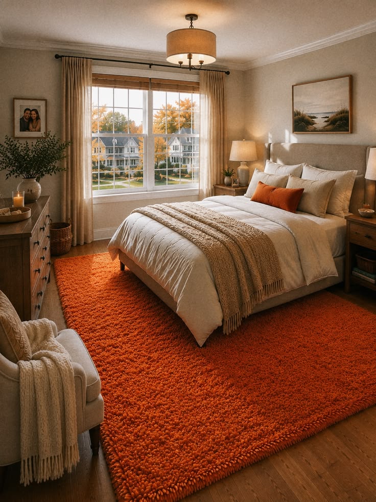 plush-burnt-orange-area-rug-under-bed-in-cozy-fall-bedroom