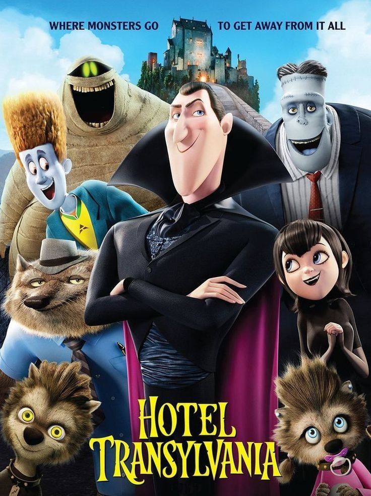 hotel-transylvania-animated-movie-poster-featuring-dracula-mavis-and-monster-characters