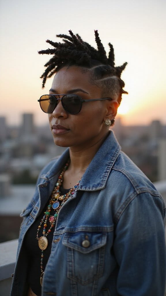 portrait-of-a-person-wearing-sunglasses-and-a-denim-jacket-with-locs-styled-in-a-mohawk-and-shaved-sides