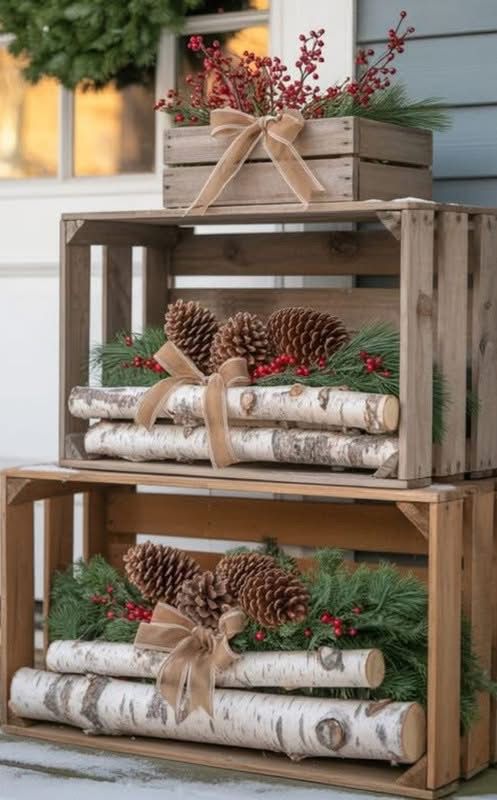 rustic-stacked-wooden-crates-filled-with-birch-logs-pinecones-evergreen-sprigs-and-red-berries
