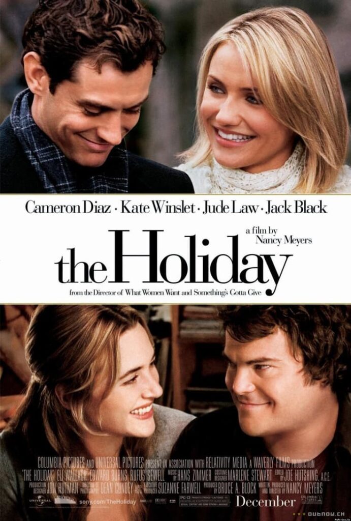movie-poster-for-the-holiday-starring-cameron-diaz-jude-law-kate-winslet-and-jack-black-showing-the-two-couples-smiling-at-each-other