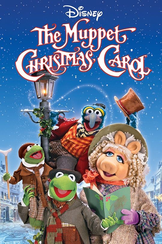 the-muppet-christmas-carol-disney-movie-poster-with-gonzo-kermit-miss-piggy-and-others-caroling-in-a-snowy-victorian-town-square