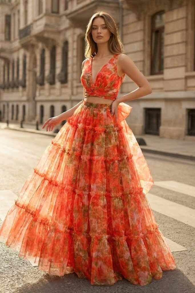 orange-floral-two-piece-prom-dress-with-crop-top-and-tiered-skirt