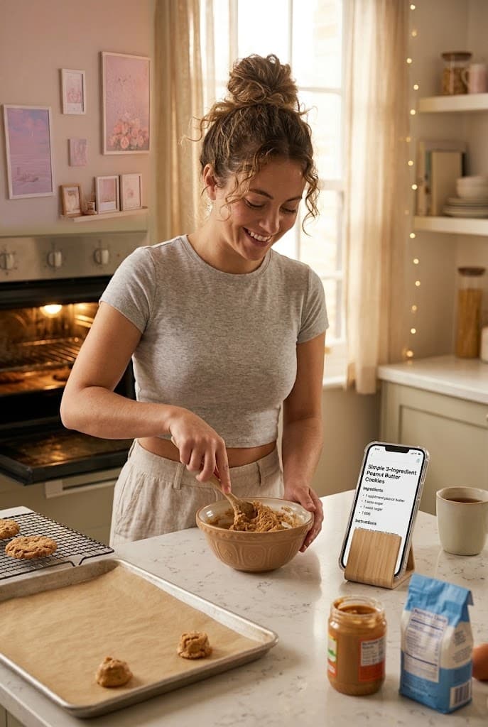 young-woman-in-mixing-cookie-dough-in-a-cozy-kitchen-with-a-simple-recipe-open-on-her-phone